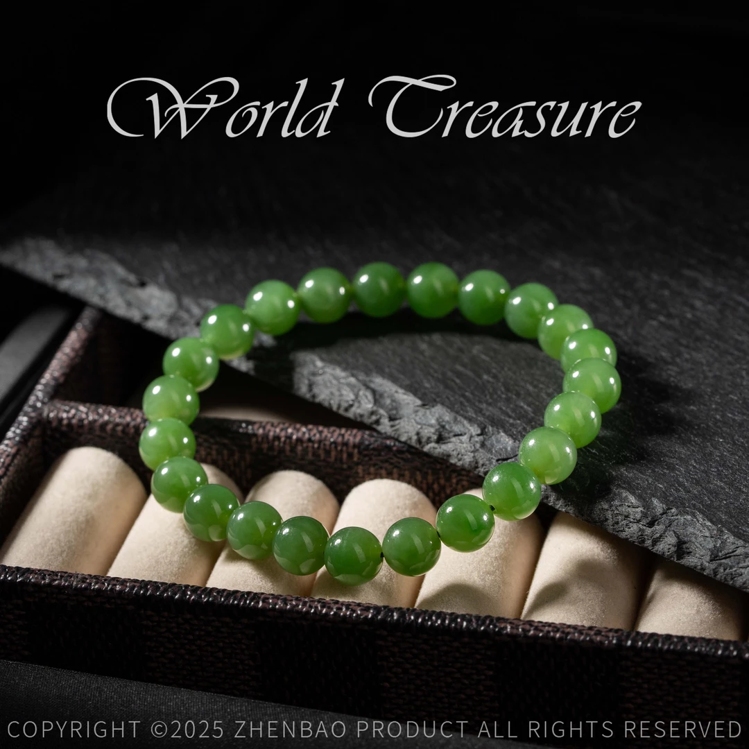 -和田玉碧玉圆珠8mm+-手串/多样性发/P8343