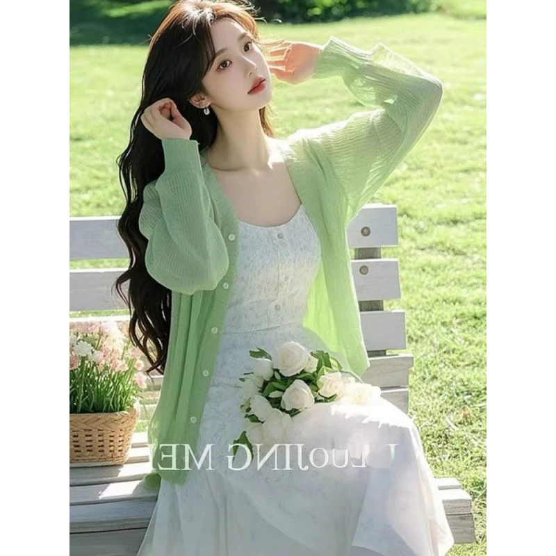 单排扣慵懒风2025春季针织开衫显瘦纯色法式长袖外搭上衣休闲洋气