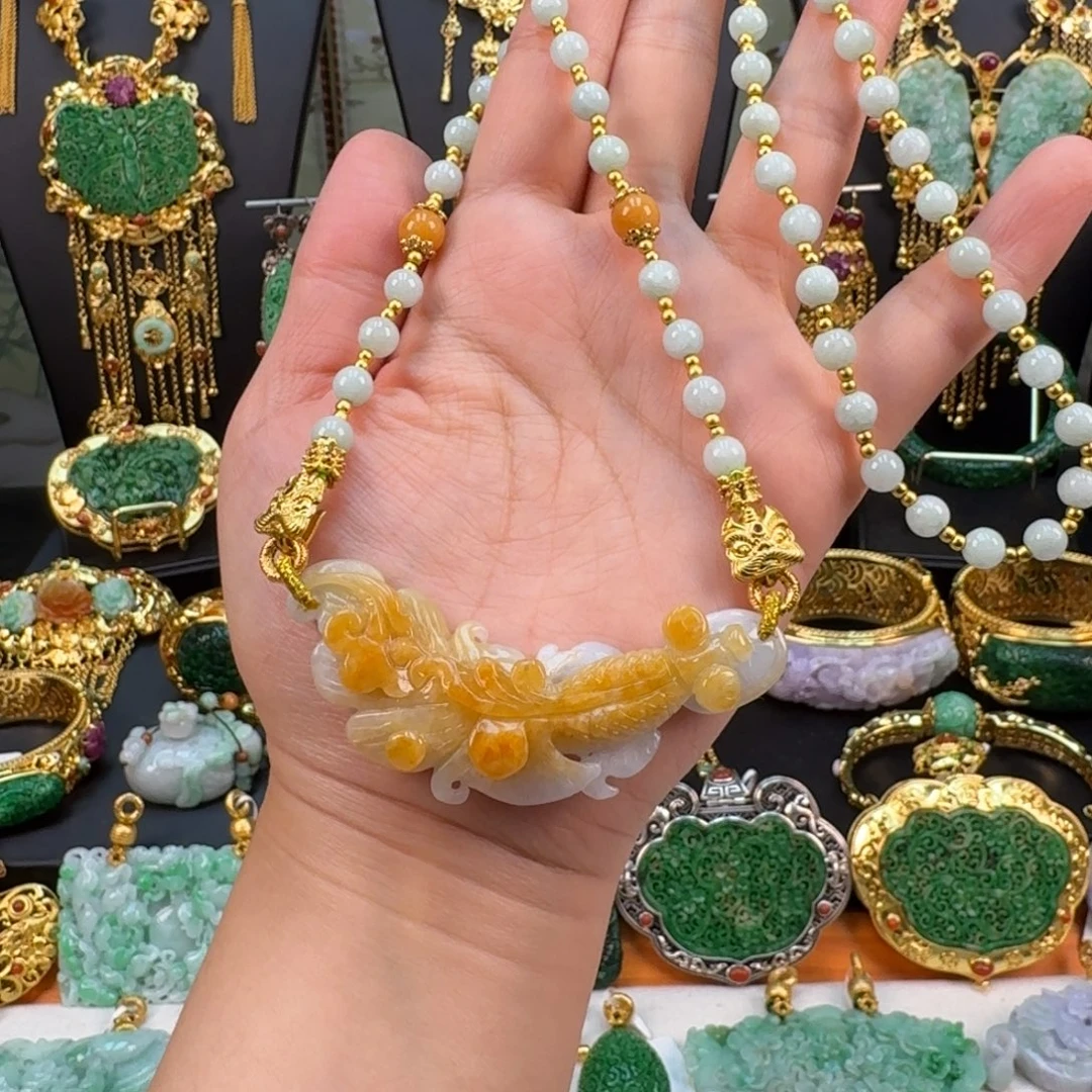 翡翠未镶嵌颈饰项链 亏清