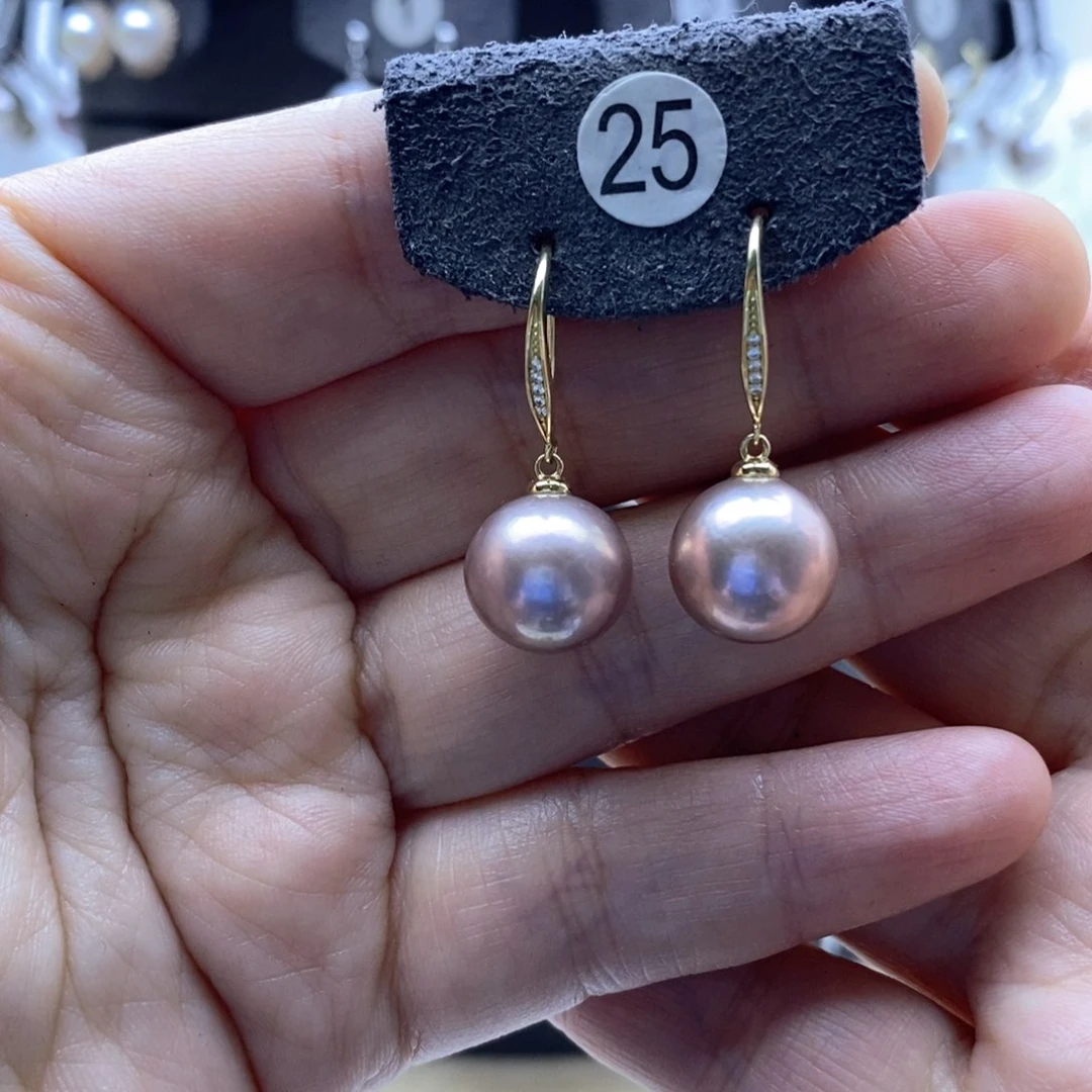 银S925镶嵌淡水珍珠耳饰