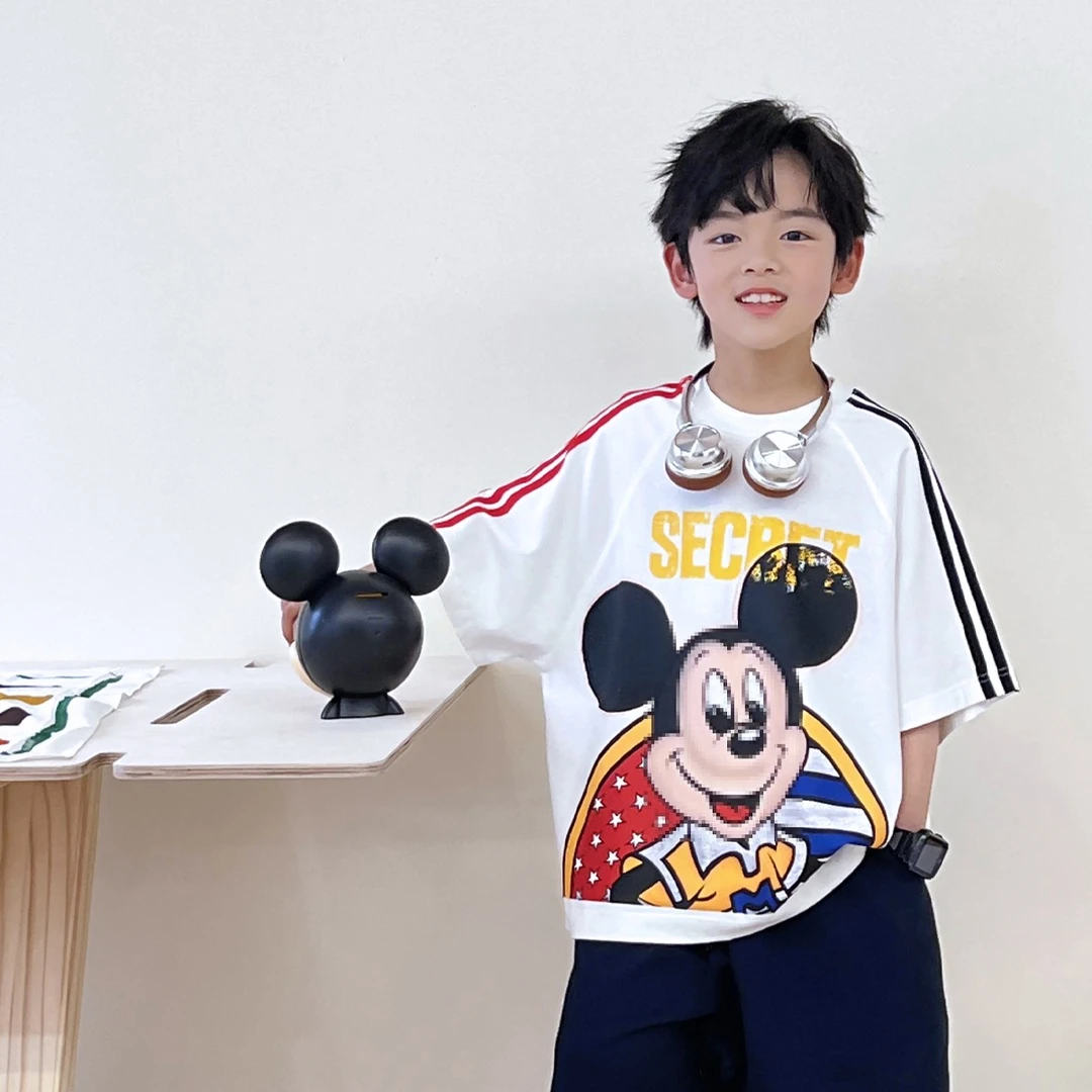 A男童美式短袖上衣儿童T恤薄款纯棉潮牌童装夏季中大童5059749O0