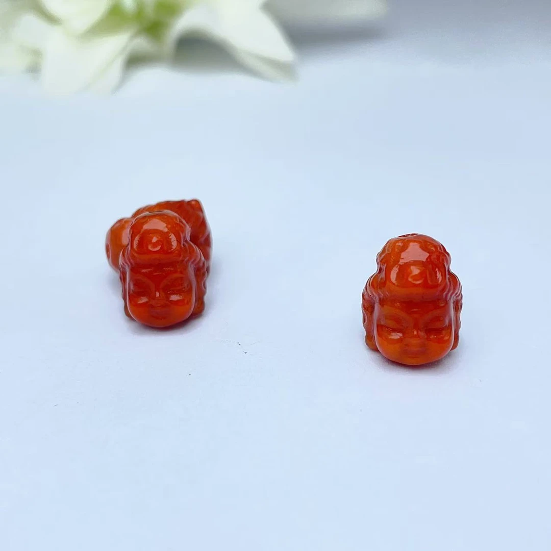【萌宝饰品】A88天然南红玛瑙妈祖精工雕刻通孔DIY14*12mm多样性发