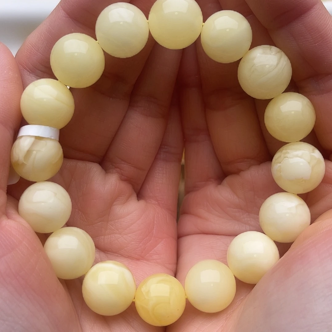 蜜蜡未镶嵌裸石蜜蜡瑕疵手串十四➕鸽