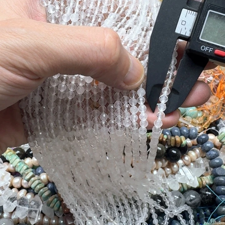 合金玛瑙/玉髓珠宝半成品一条4mm白水晶切面