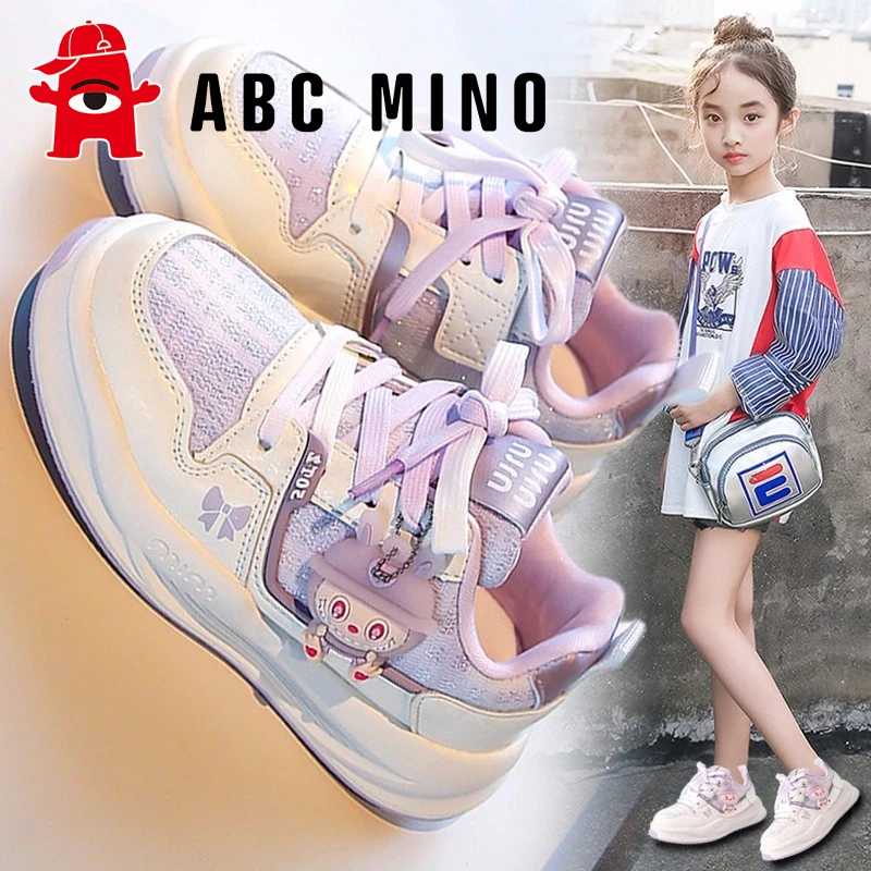 ABC MINO女童运动鞋拉布布秋季公主板鞋儿童软底防滑小白鞋子女孩