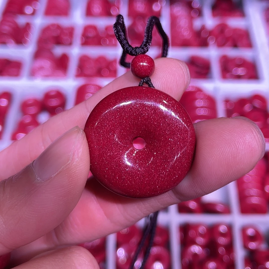 天然辰砂紫金砂2.8平安扣吊坠