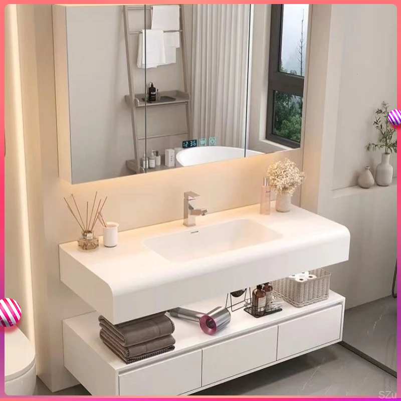 一体盆肤感浴室柜组合现代简约卫生间洗漱台洗手洗脸盆全套