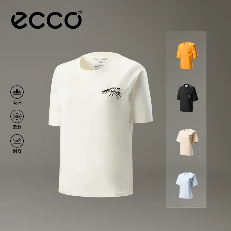ECCO×白山联名系列 25新简约流光风户外短袖T恤男款EW251T005