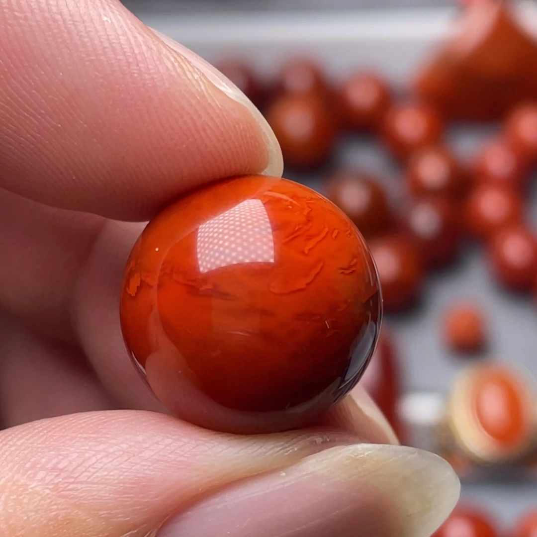 南红玛瑙未镶嵌南红玉石17.8mm瓦西柿子红满色满肉单珠