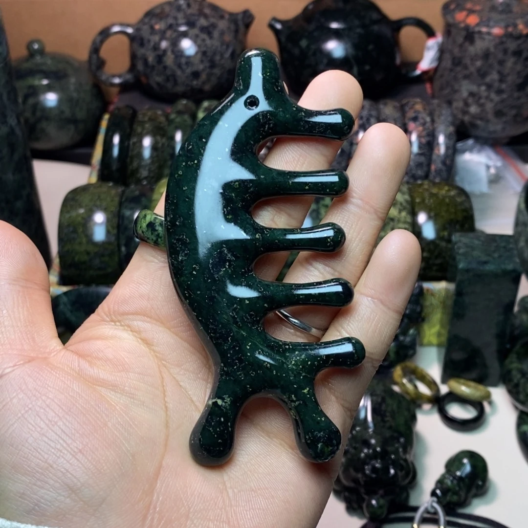 福***禄蛇纹石玉未镶嵌项链