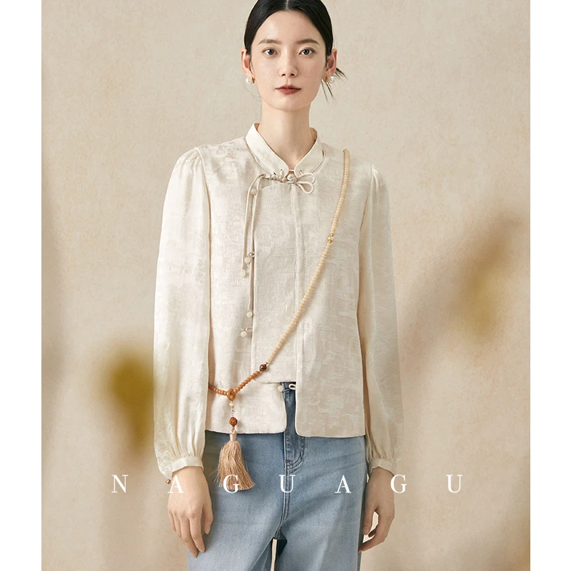 南瓜谷【兰亭序】肌理光泽感提花面料新中式改良立领马甲外套上衣