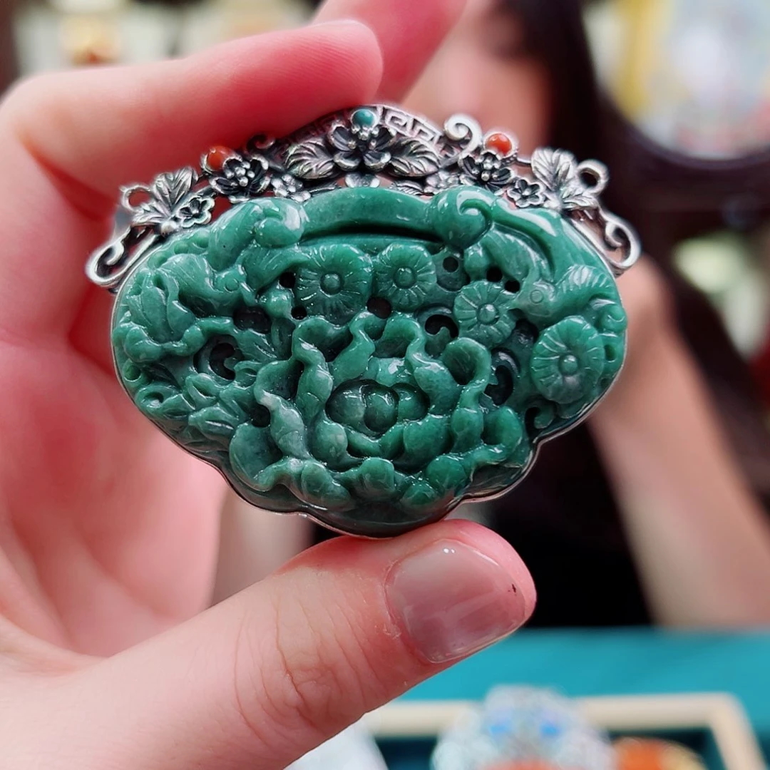 翡翠银S925镶嵌吊坠(不含链)吊坠