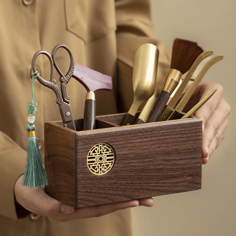 胡桃木茶道六君子茶剪茶夹等茶具配件家用茶台茶桌工具轻奢中式