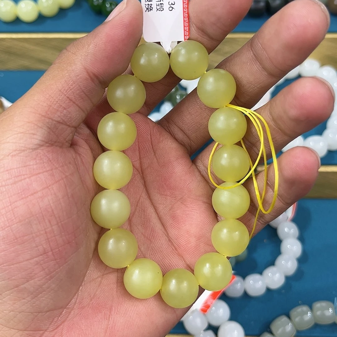 手串未镶嵌和田玉纯天然新疆和田玉若羌黄口14mm