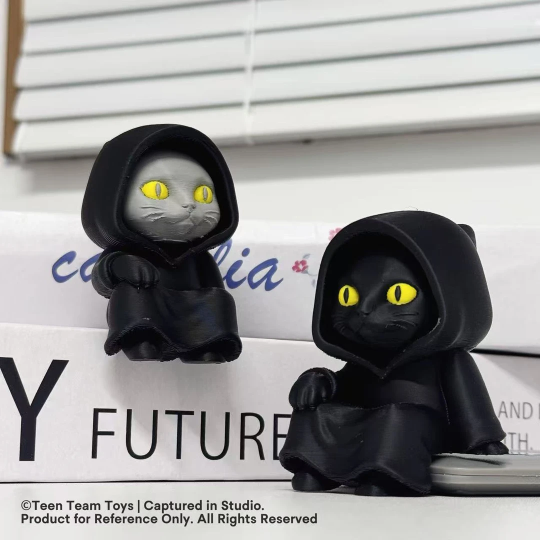 Q版卡通死神猫咪装饰桌面直角摆件玩偶潮玩机箱礼物可车载 约7cm