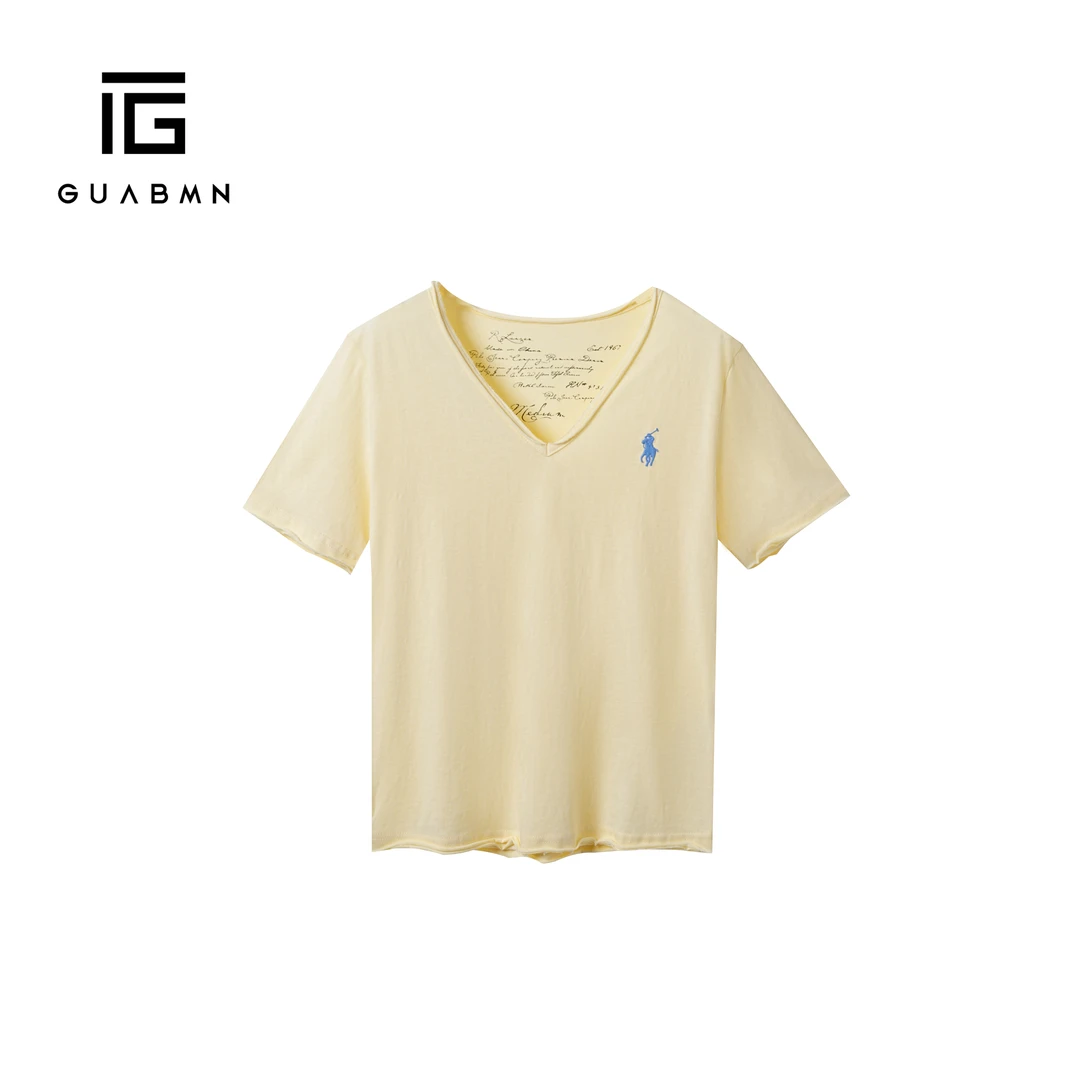 GUABMN2025年夏季新款V领T恤女百搭显瘦短袖夏日穿搭5232