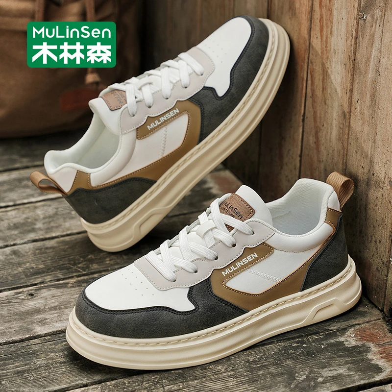木林森板鞋男款2025秋季新款潮流爆款厚底增高运动百搭男士休闲鞋