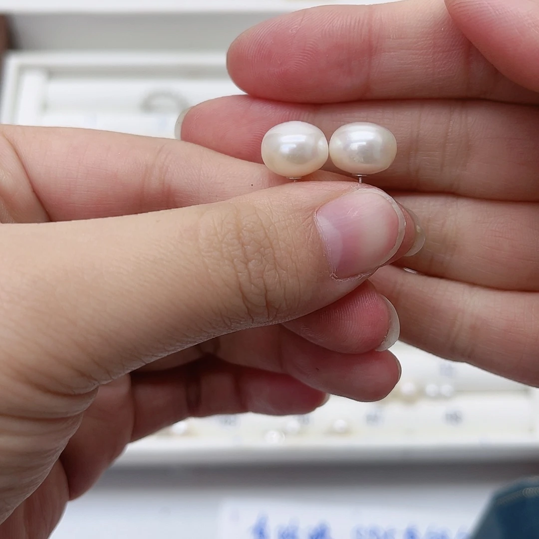 淡水珍珠耳饰银S925镶嵌P***7
