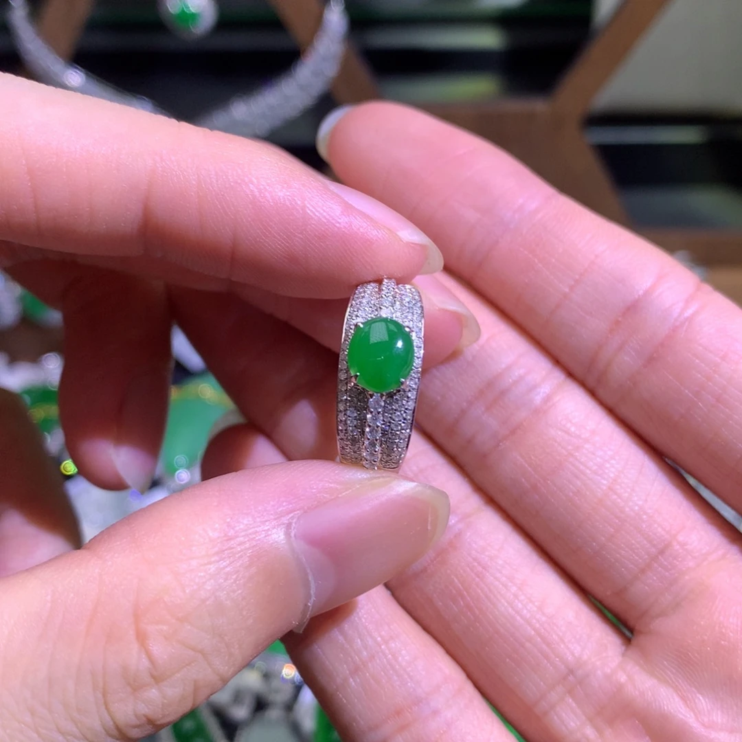 吊坠(不含链)18K金镶嵌翡翠