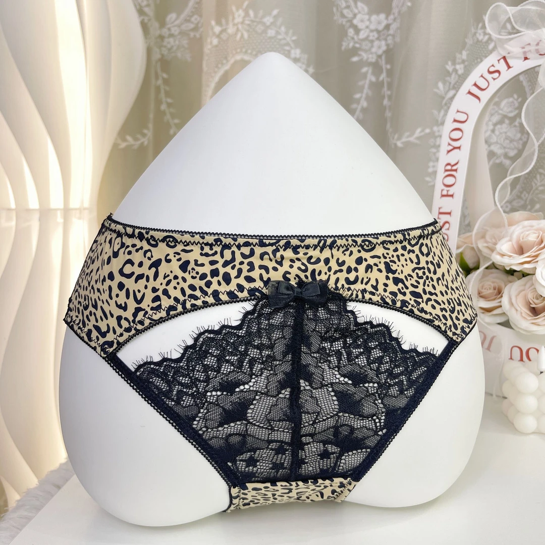 (90-125斤)豹纹醉性感好么！经典印花内裤蕾丝拼接薄款诱惑内裤