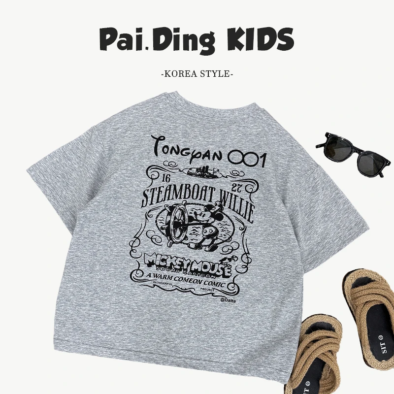 【派町现货】夏儿童韩版潮流卡通动漫撞色圆领套头短袖T恤HCXZ4283