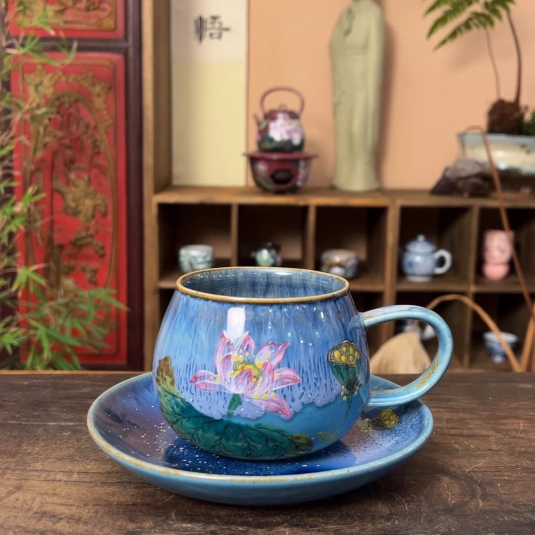 杯柴烧手工手绘陶瓷