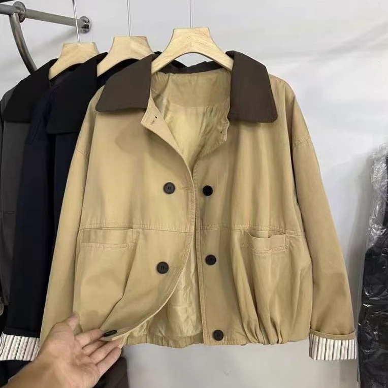 巴恩风高级感撞色风衣短款外套女装秋季高级感休闲显瘦夹克上衣
