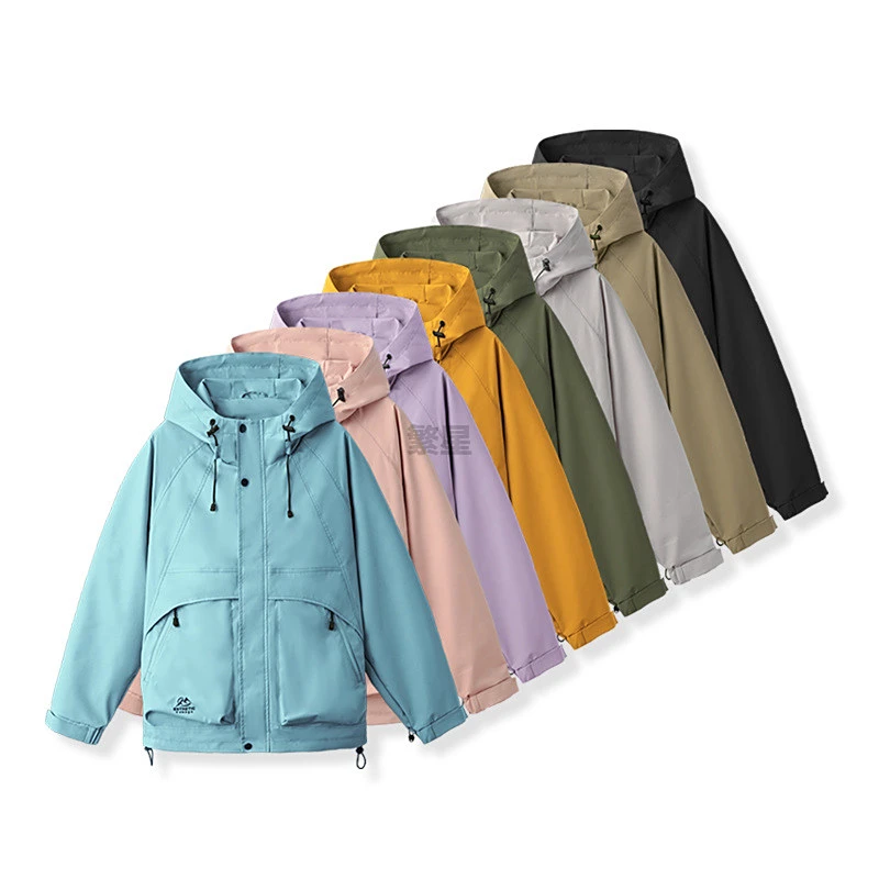 2025春装新款男女式情侣款防风连帽户外冲锋衣式休闲夹克外套9202