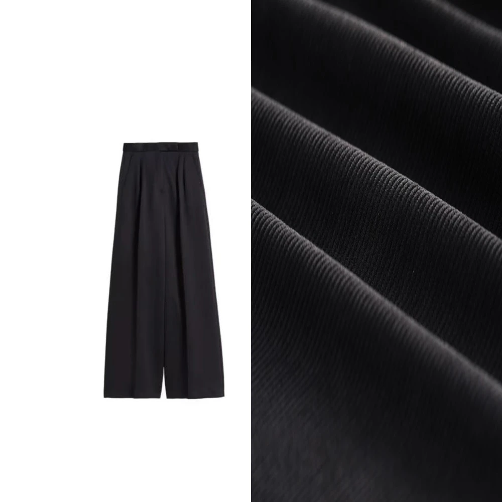 高腰垂感拖地修身显瘦直筒休闲时尚气质百搭针织长裤休闲裤0019