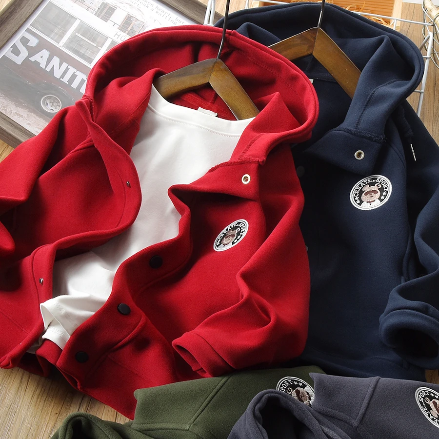 儿童连帽外套慕斯绒防风男童秋冬装中大童休闲时尚女孩上衣33112