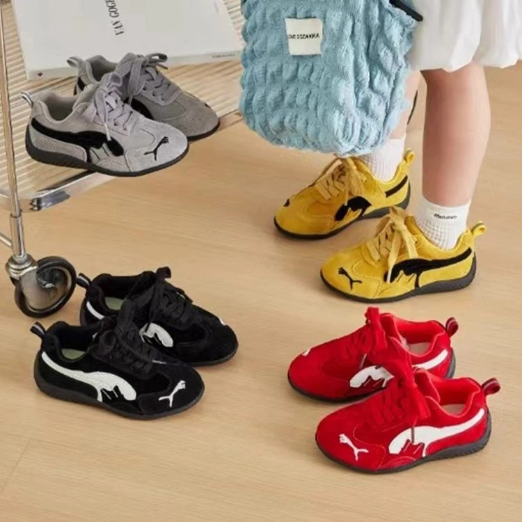 女童鞋2025秋季新款儿童运动鞋低帮板鞋软底红色中大童德训鞋男童