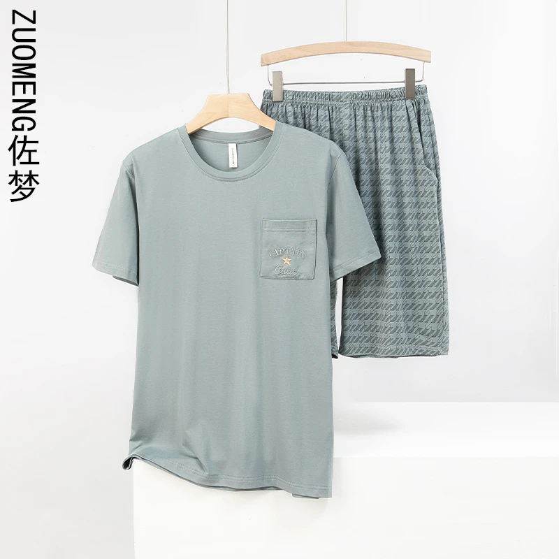 佐梦睡衣男夏短袖短裤休闲家居服宽松套装2025新款薄款可外穿