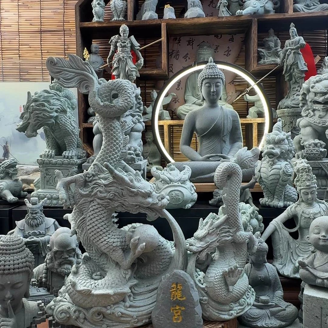 石材青龙戏珠大号加小号送龙宫牌一个，3件套