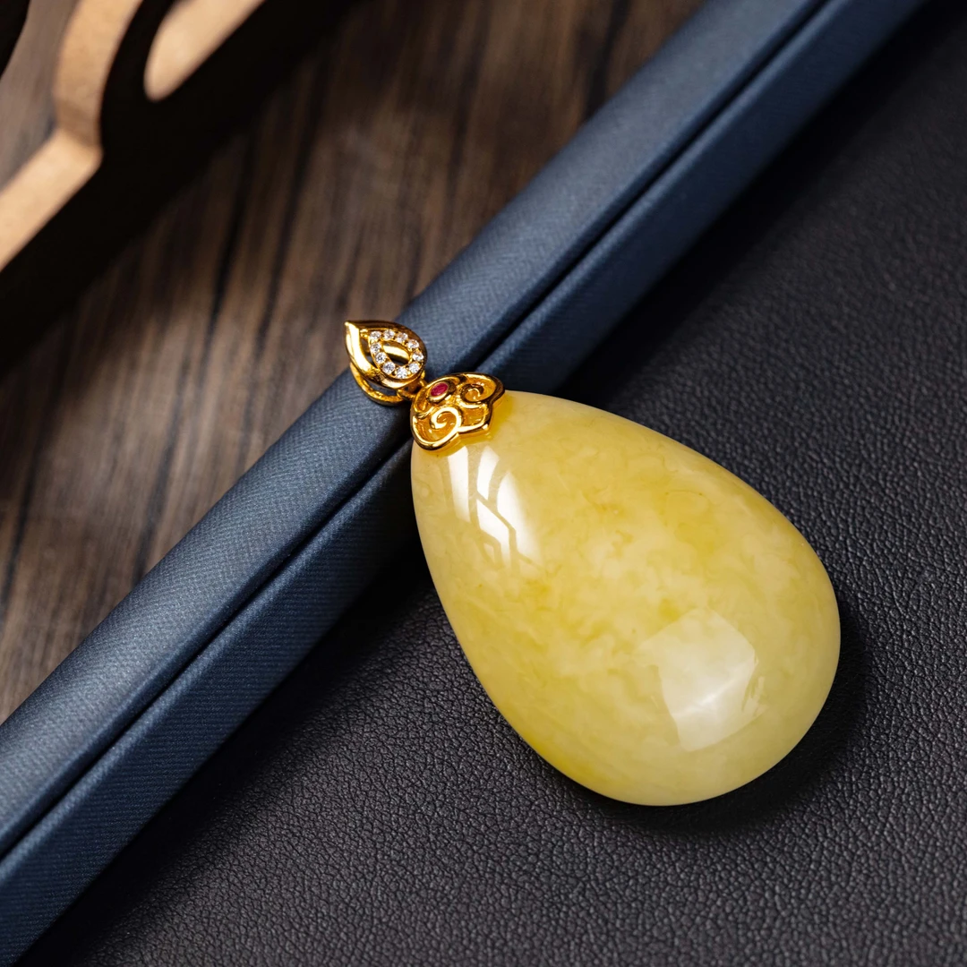 【网瓷专属】S925银镶白蜡水滴吊坠B1280232多样性发一