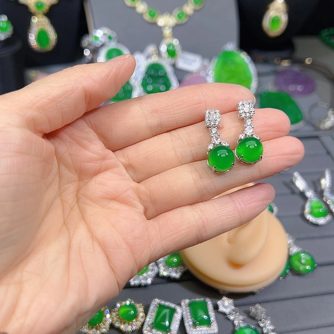 玛瑙/玉髓合金耳钉