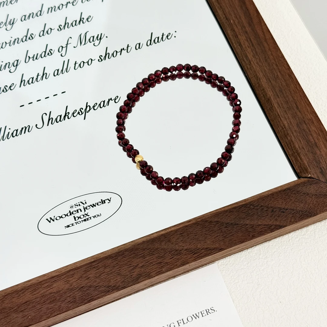 925银仿水晶手链 SL-290古风新中式经典酒红色串珠手链