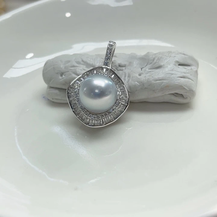 吊坠(不含链)银S925镶嵌海水珍珠9-10m 22号