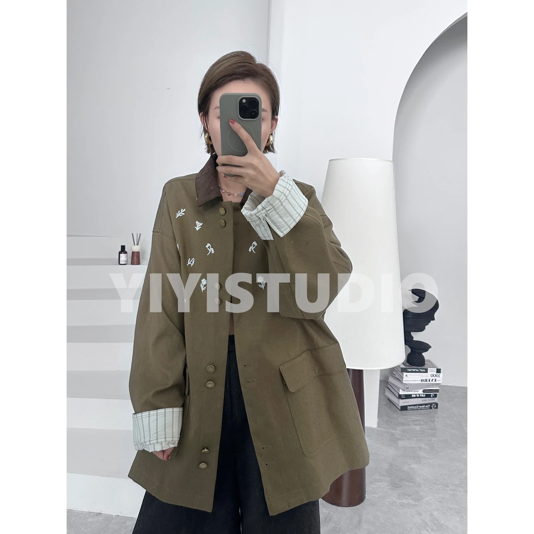 【意意】秋季时尚洋气设计感工装刺绣外套 Y-0082