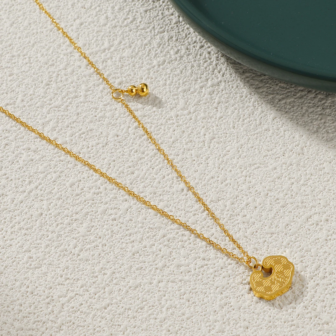 钛钢项链 经典传承经典葫芦如意福字锁项链掉色平安锁锁骨链X198