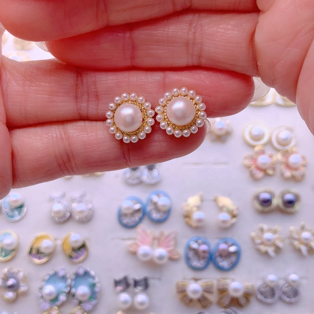 淡水珍珠耳饰合金