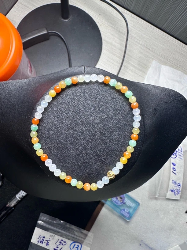 天然翡翠，卡4多宝手链