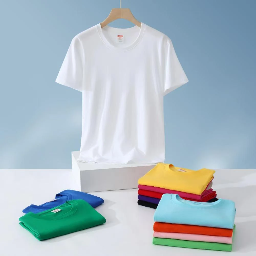 纯棉短袖春夏季宽松圆领T恤工作服企业团体服工厂服定制印LOGO