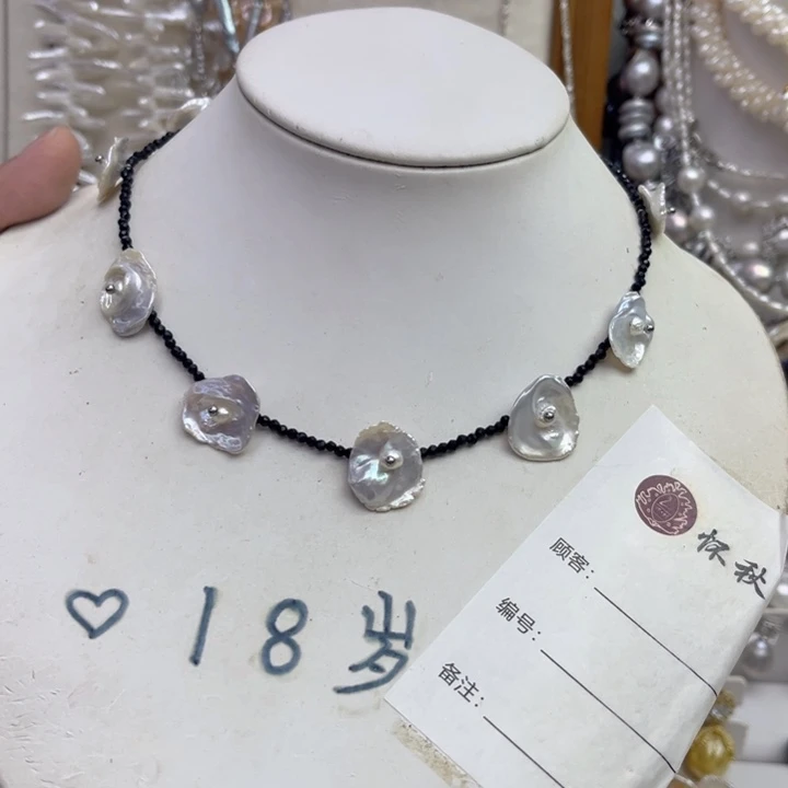 淡水珍珠银S925镶嵌颈饰