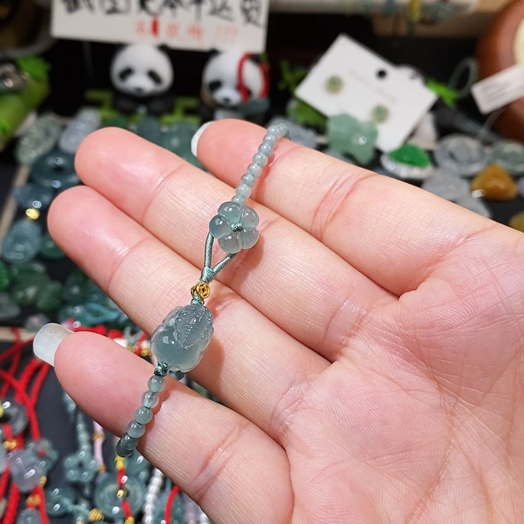 翡翠未镶嵌颈饰貔貅花花手链16