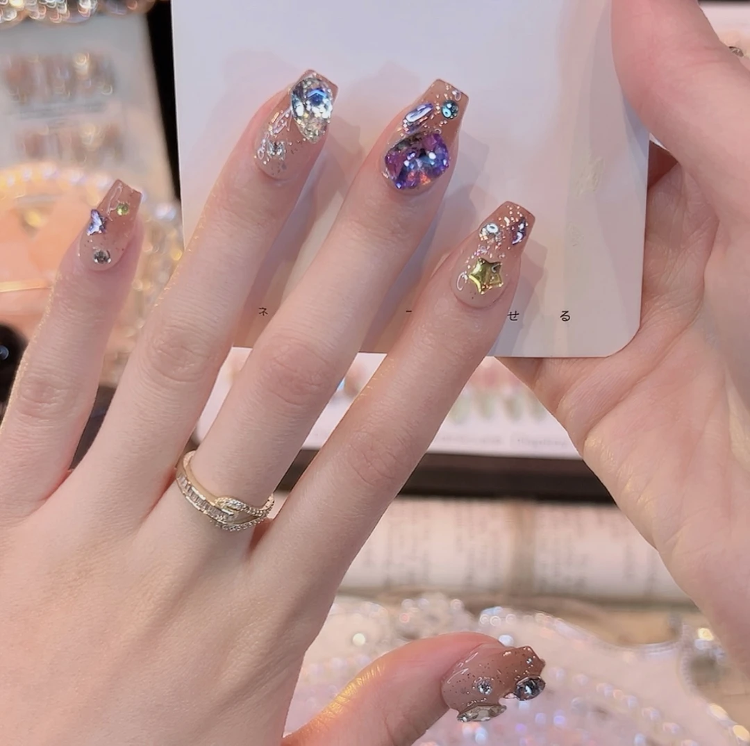 【爆闪紫钻】可重复佩戴掉钻包补手工穿戴甲