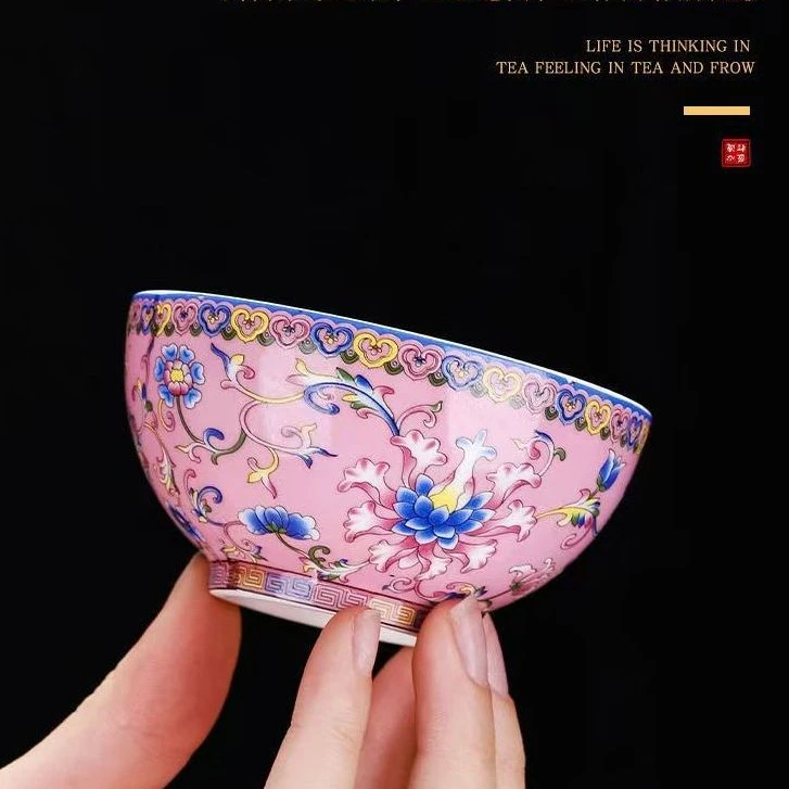 E791-缠枝莲樱花粉主人杯（裸杯）K138XG