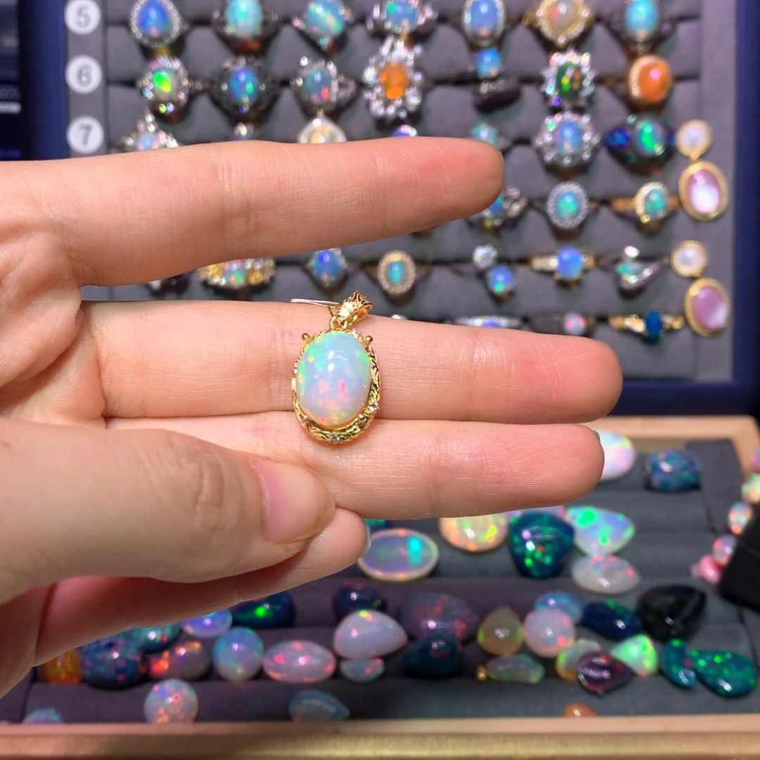 欧泊银S925镀金镶嵌吊坠款式魔***姨