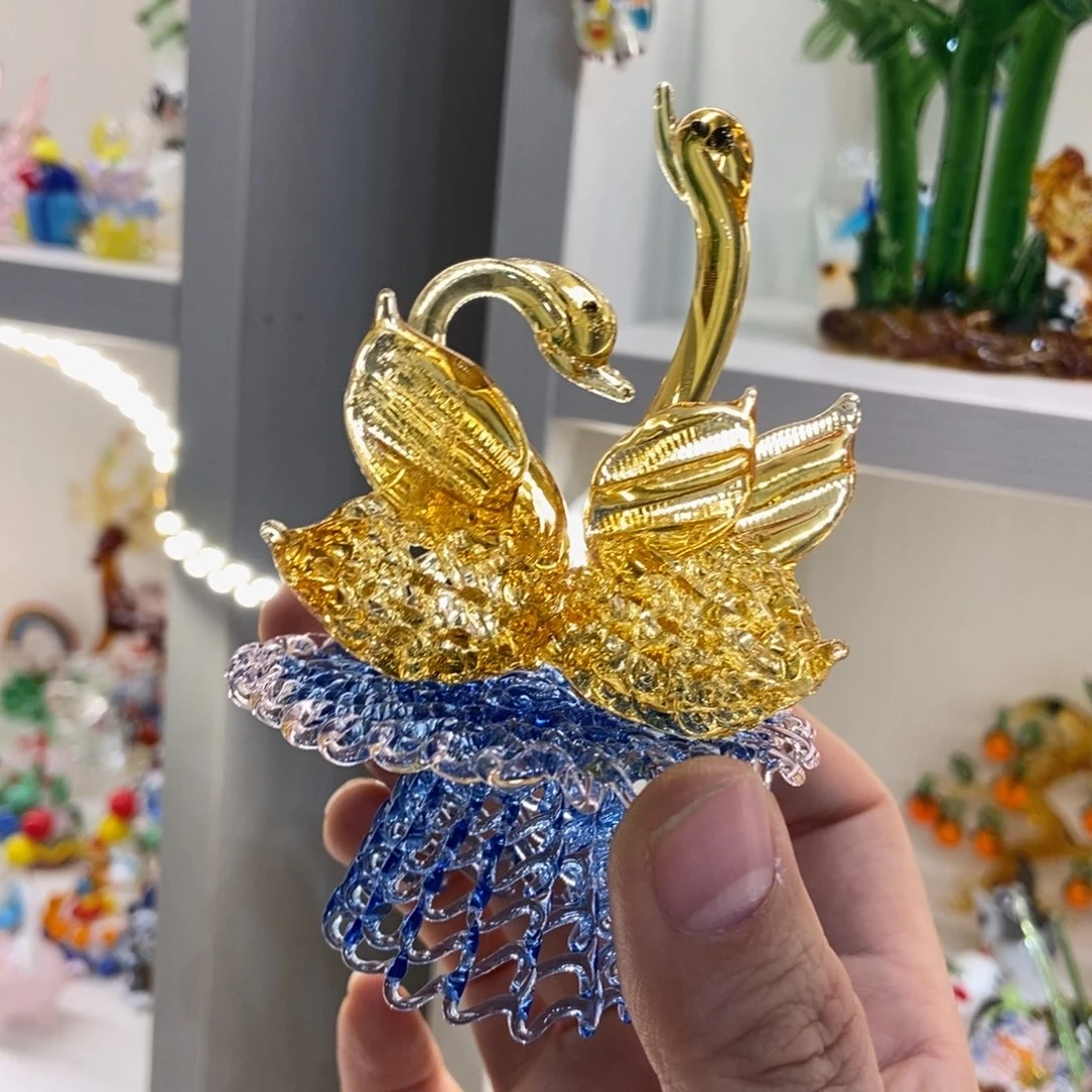 手工艺品琉璃天鹅摆件