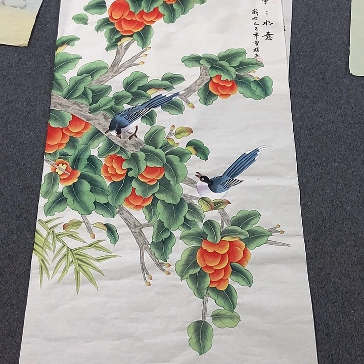 国画四尺工笔花鸟一副