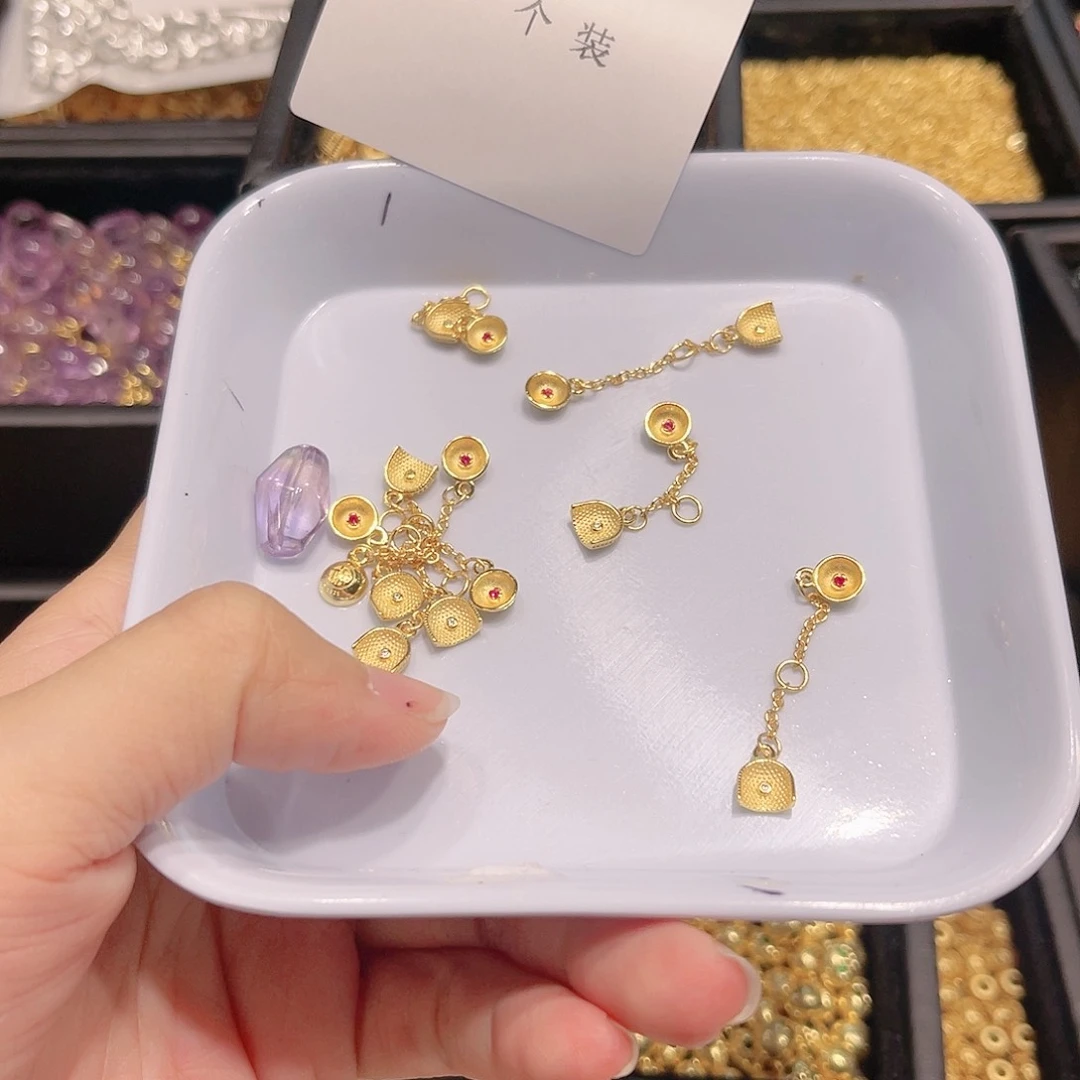 水晶珠宝半成品银S925镀金镶嵌45